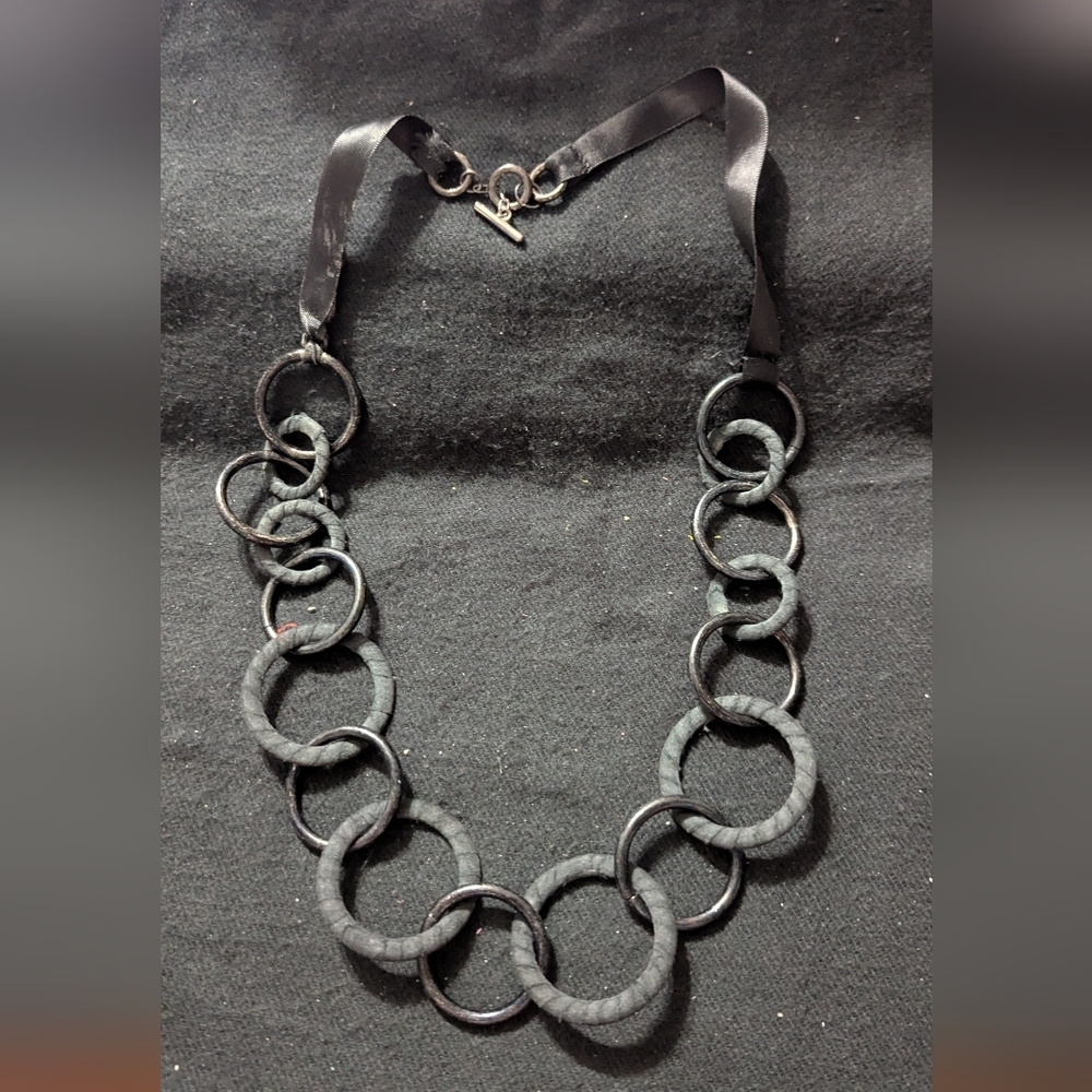 Black Circle Link Chunky Oversized Statement Necklace